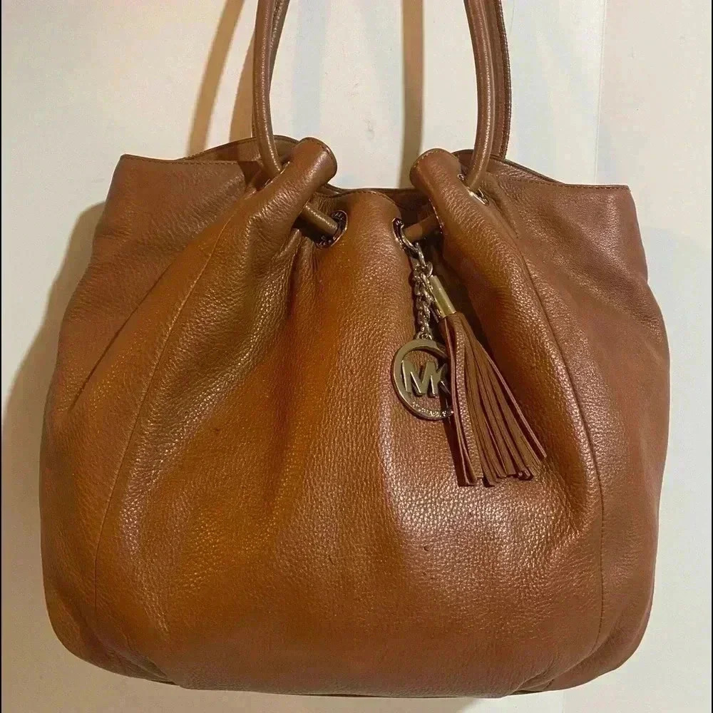 Michael kors brown leather satchel handbag